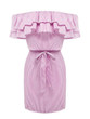 Casual Fashion Flounce Bateau Off The Shoulder Striped Dress