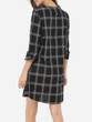 Casual Pockets Crew Neck Dacron Plaid Shift-dress