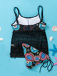 Casual Spaghetti Strap Patchwork Printed Swimwear