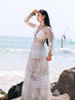Lace V-neck Hollow Split-joint Maxi Dress