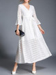 Lace Hollow V-neck Flared Sleeves Maxi Dress