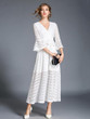 Lace Hollow V-neck Flared Sleeves Maxi Dress