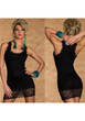 Black Patchwork Lace Scoop Neck Cotton Blend Mini Dress