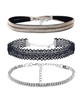 Casual Layered Lace Rhinestone Choker Suit Necklace