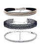 Casual Layered Lace Rhinestone Choker Suit Necklace