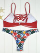 Casual Spaghetti Strap Floral Hollow Out Bikini
