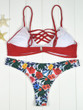Casual Spaghetti Strap Floral Hollow Out Bikini