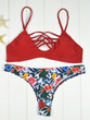 Casual Spaghetti Strap Floral Hollow Out Bikini