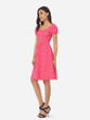 Casual Round Neck Dacron Polka Dot Skater-dress