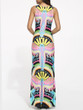 Casual Round Neck Dacron Printed Split Maxi-dress
