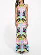 Casual Round Neck Dacron Printed Split Maxi-dress