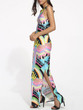 Casual Round Neck Dacron Printed Split Maxi-dress