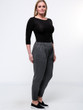 Casual Elastic Waist Pocket Plain Slim-Leg Mid-Rise Plus Size Pant