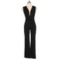 Black Belt Homecoming Party Wide Leg Palazzo Pants Deep V Wide Leg Long Jumpsuit