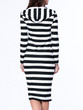 Casual Black White Hooded Striped Plus Size Bodycon Dress