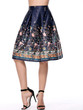 Casual Exquisite Inverted Pleat Printed Elastic Waist Flared Midi Skirt
