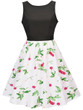 Casual Round Neck Cherry Printed Sleeveless Skater Dress