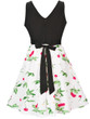 Casual Round Neck Cherry Printed Sleeveless Skater Dress