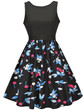 Casual Round Neck Cherry Printed Sleeveless Skater Dress