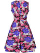 Casual Colorful Round Neck Belt Floral Printed Skater Dress