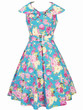 Casual Retro Lapel Belt Skater Dress In Floral Printed