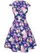 Casual Retro Lapel Belt Skater Dress In Floral Printed