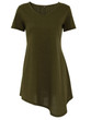 Casual Round Neck Asymmetric Hem Plain Simple Shift Dress