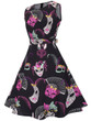 Casual Round Neck Belt Dramatic Mask Printed Skater Dress
