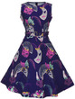 Casual Round Neck Belt Dramatic Mask Printed Skater Dress