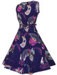 Casual Round Neck Belt Dramatic Mask Printed Skater Dress