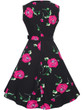 Casual Round Neck Belt Vintage Floral Printed Skater Dress