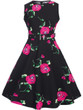 Casual Round Neck Belt Vintage Floral Printed Skater Dress