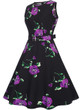Casual Round Neck Belt Vintage Floral Printed Skater Dress