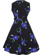 Casual Round Neck Belt Vintage Floral Printed Skater Dress