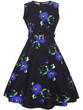 Casual Round Neck Belt Vintage Floral Printed Skater Dress