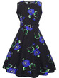 Casual Round Neck Belt Vintage Floral Printed Skater Dress