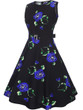 Casual Round Neck Belt Vintage Floral Printed Skater Dress