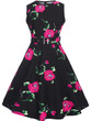 Casual Round Neck Belt Vintage Floral Printed Skater Dress