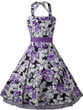 Casual Exquisite Halter Bowknot Skater Dress In Floral Printed