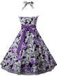 Casual Exquisite Halter Bowknot Skater Dress In Floral Printed