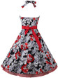 Casual Exquisite Halter Bowknot Skater Dress In Floral Printed