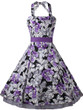 Casual Exquisite Halter Bowknot Skater Dress In Floral Printed