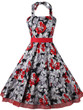 Casual Exquisite Halter Bowknot Skater Dress In Floral Printed