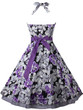 Casual Exquisite Halter Bowknot Skater Dress In Floral Printed