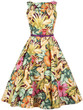Casual Boat Neck Belt Dramatic Printed Sleeveless Skater Dress