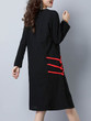 Casual Round Neck Slit Pocket Embroidery Cotton/Linen Shift Dress