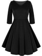 Casual V-Neck Solid Classic Skater Dress