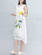 Casual Round Neck Asymmetric Hem Floral Shift Dress