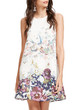 Casual Round Neck Floral Bird Butterfly Printed Shift Dress