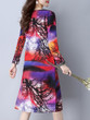 Casual Round Neck Pocket Tree Printed Shift Dress